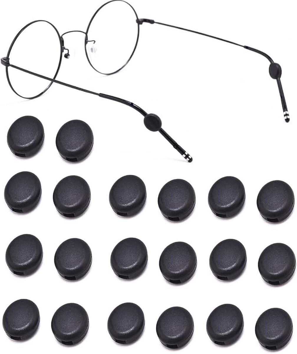 Glazen oorhaken, siliconen rond, 10 paar comfortabele siliconen antisliphouder voor glazen, voor sportbrillen, tempeltip, zwart