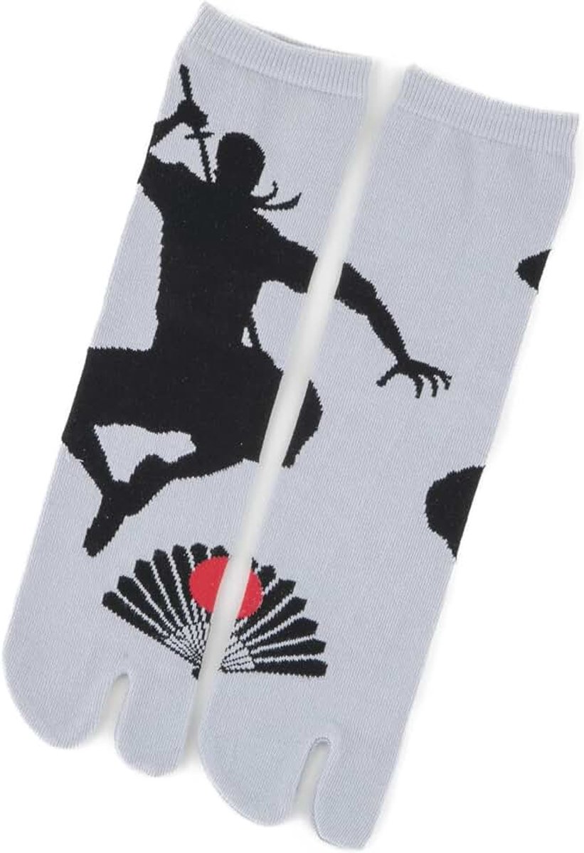 Sokken voor Kinderen |Japanse Samurai Ninja Sokken | Twee teen Split Tube Sokken | Design, Volwassen Maat/Ninja Grijs, One Size