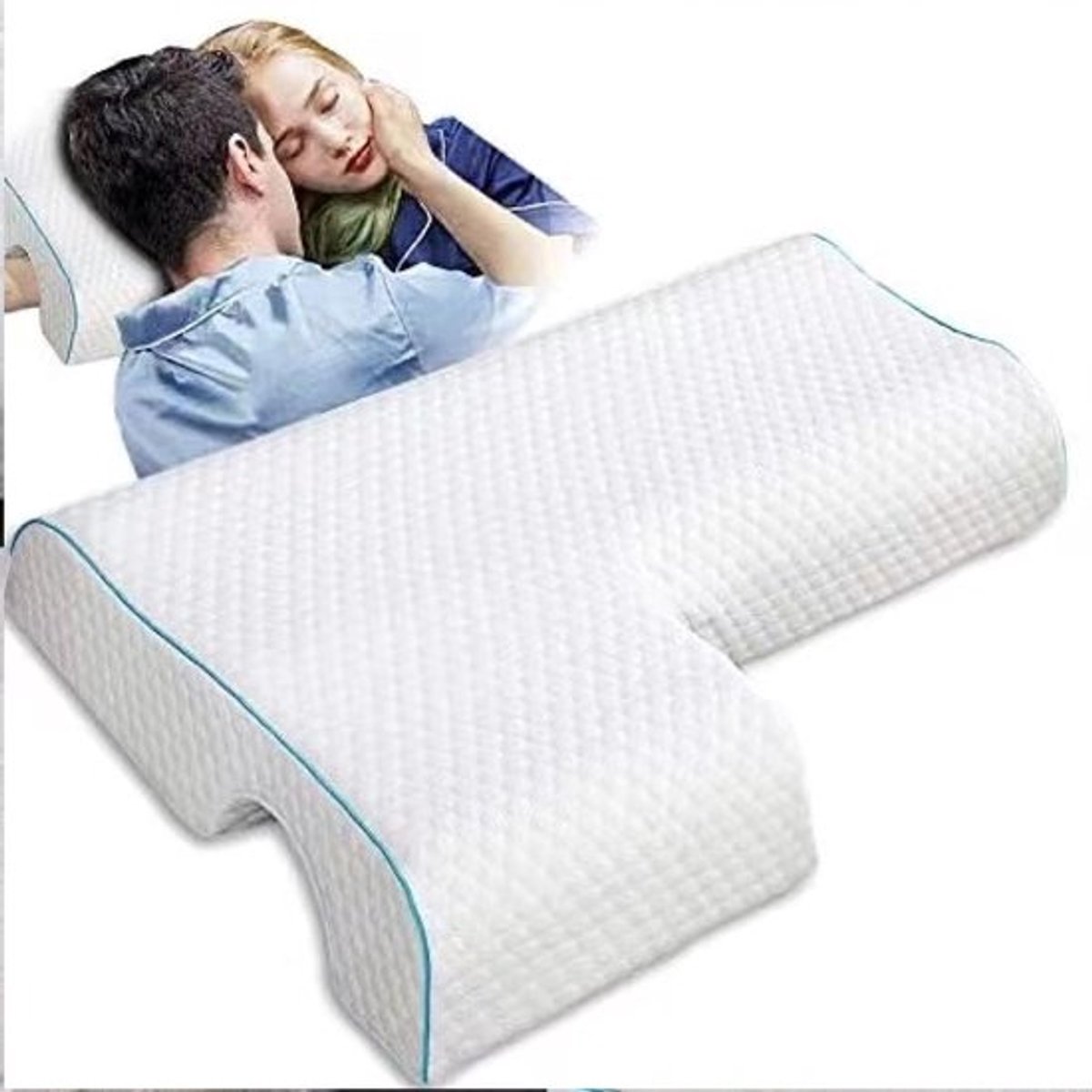 Ergonomisch Geheugenfoam Kussen voor Zijslapers met Armsteun, Vermindert Druk op Handen en Armen, Ideaal voor Comfortabel Slapen