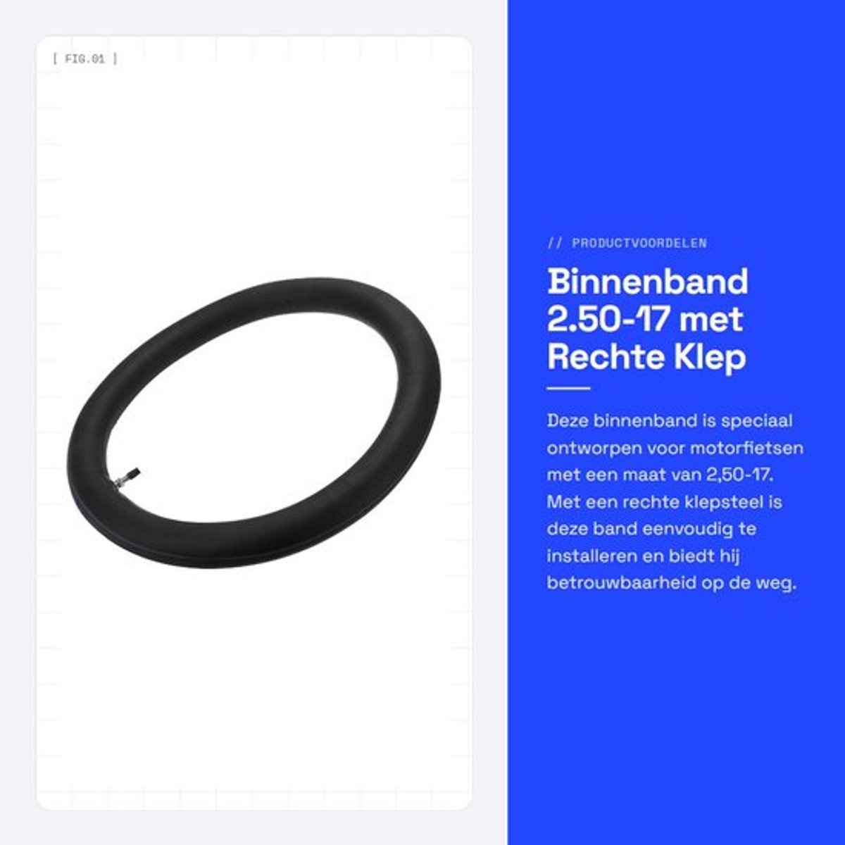 Binnenband 2,50-17 - Rubber - Rechte Klepsteel - Motorfiets - Geschikt voor 110cc/125cc/140cc - Naadloos Ontwerp - Motorband