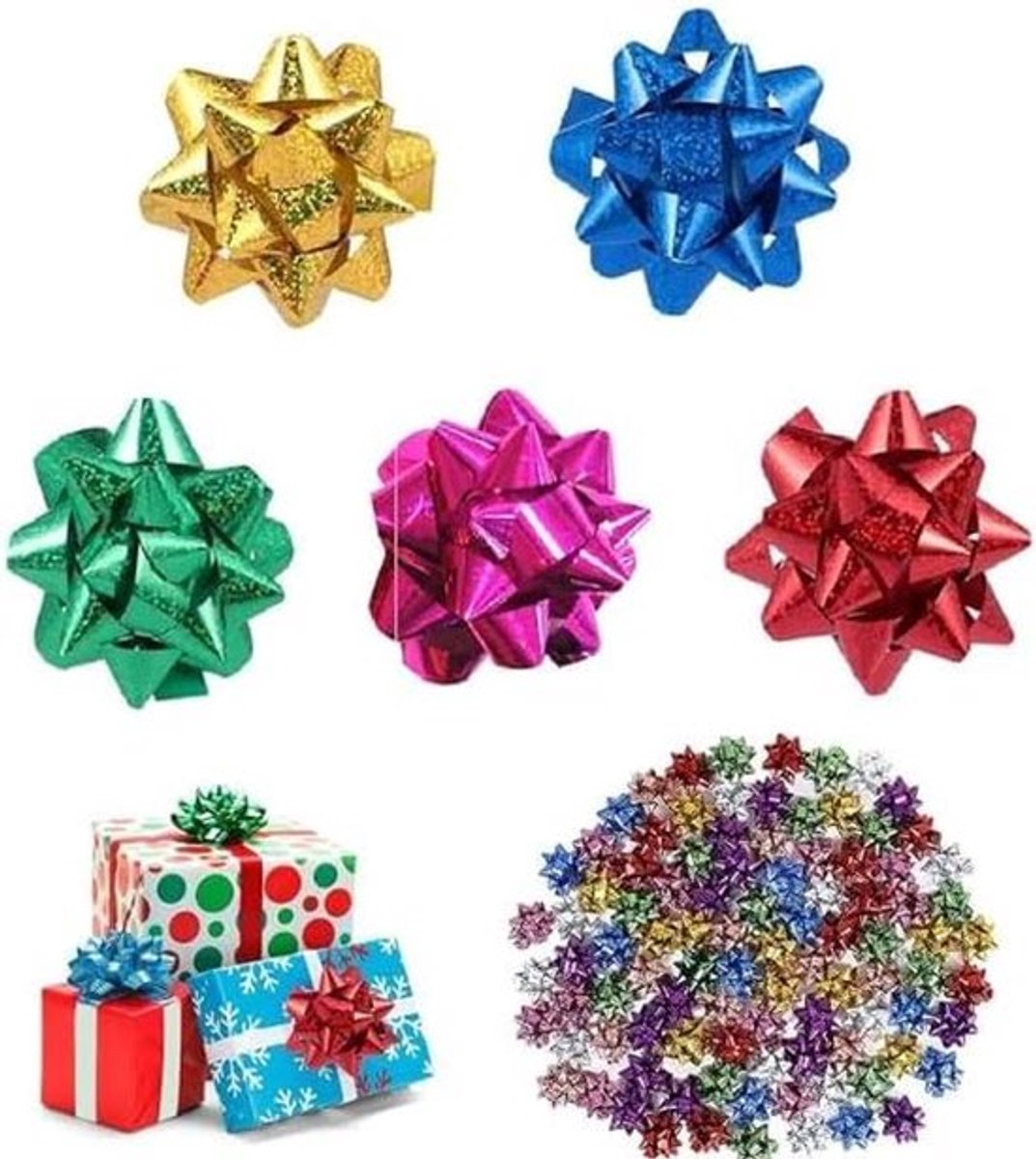 50 stuks geschenkstrikken voor decoratie, cadeaustrikken in leuke kleuren, zelfklevend