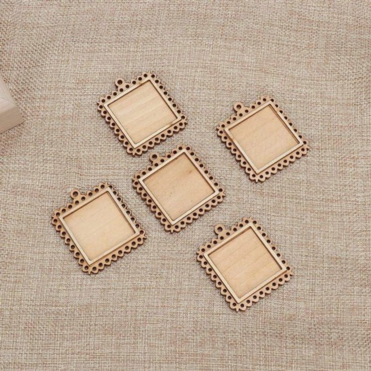Fotolijst Set van 5 - Rechthoekig, Decoratief Reliëf - Sleutelhanger - 5,1x4,1 cm