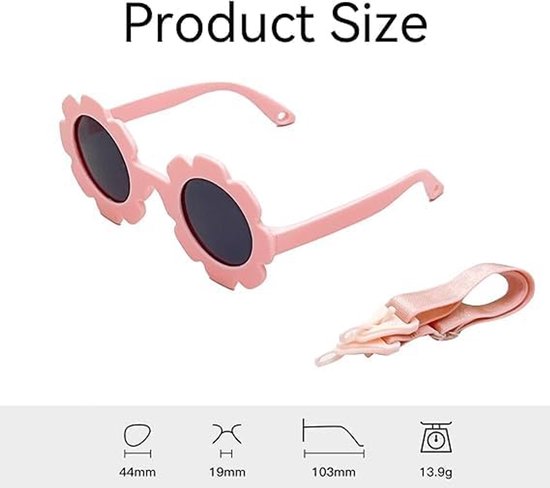 Baby Zonnebril - Kinderzonnebril - Oogbescherming Buiten - UV400 Polarized - 6-24 Maanden - Roze Bloemen — afbeelding 5