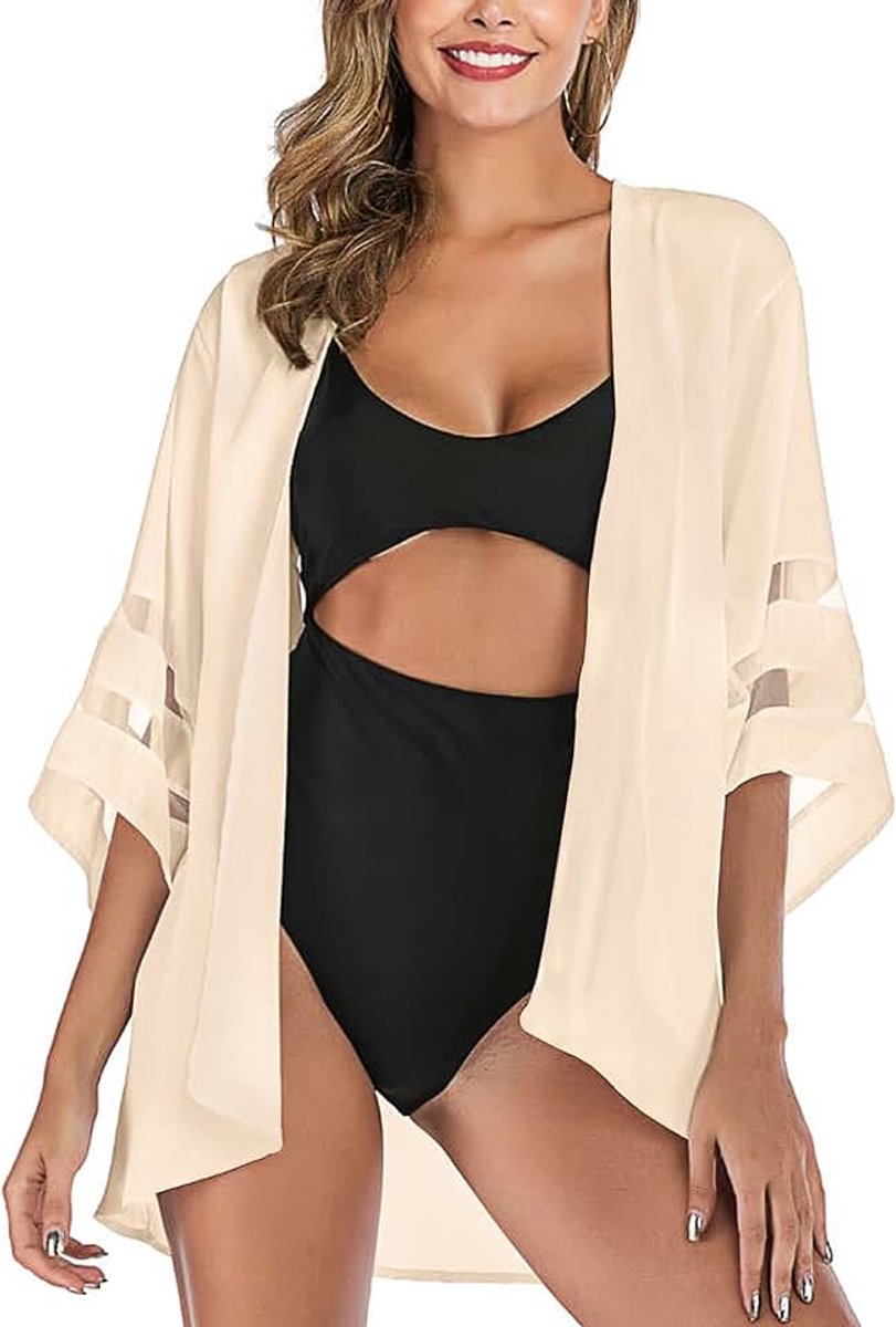 Dames zomer bikini kimono cardigan strandkleding voor dames met holle bloemen badmode sarong elegante Boheemse sjaal