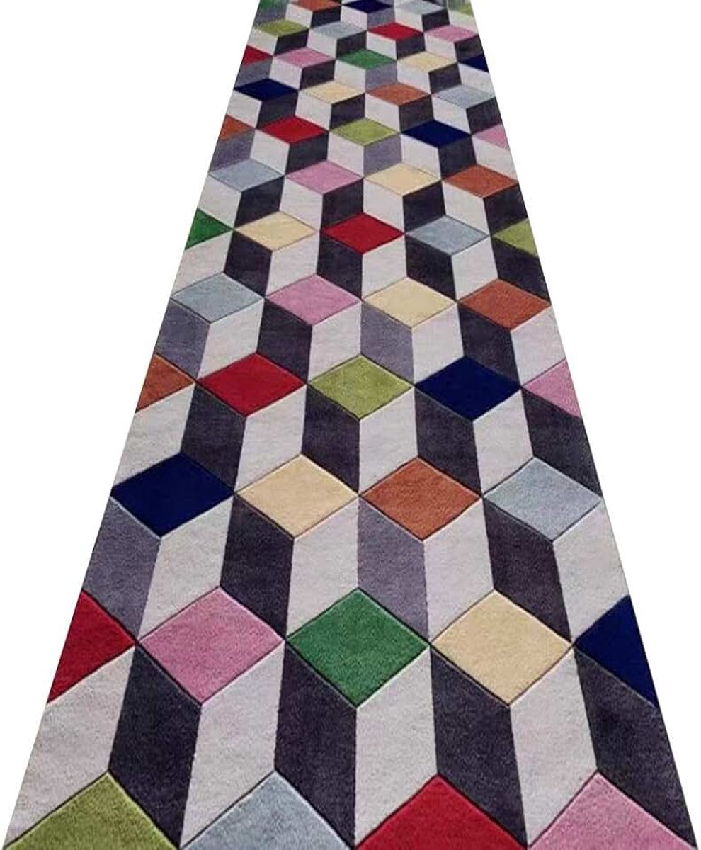 Lange loper tapijten voor hal gebied tapijten Corridor tapijt 3D kubus ontwerp Corridor Aisle Entree vloermat, meerdere maten (kleur: A, Maat : 1.4x2m)