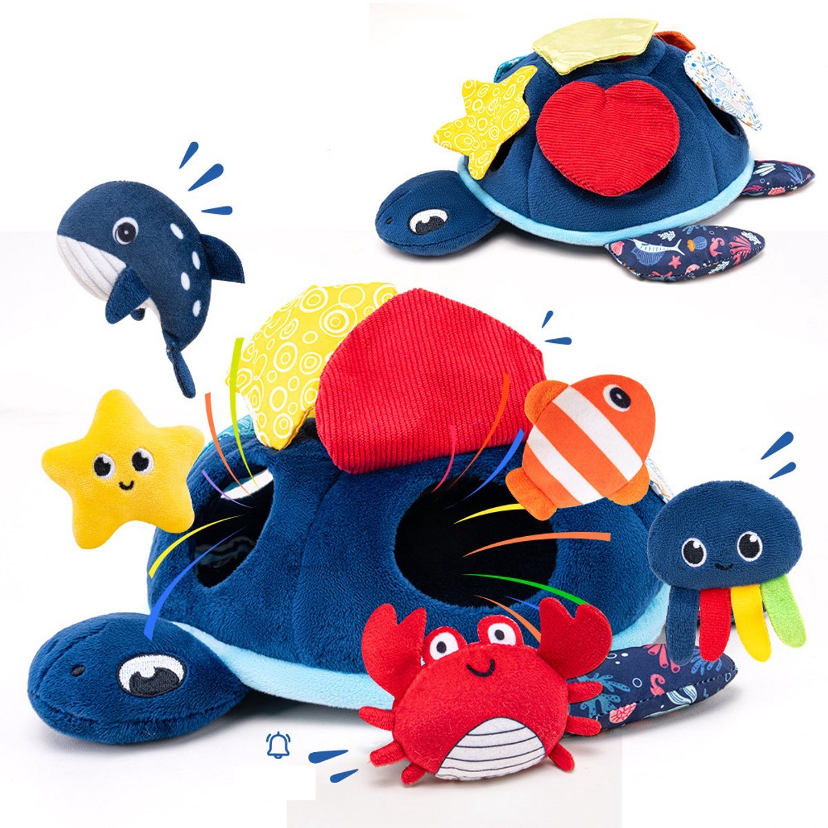Casalora Baby Speelgoed 6 Maanden - Ocean Toy Thema - Educatief Knuffel Speelgoed 0-3 Jaar, Zintuiglijk Ontwikkelingsspeelgoed, Grijp- en Interactief Baby Speelgoed voor Vroege Ontwikkeling