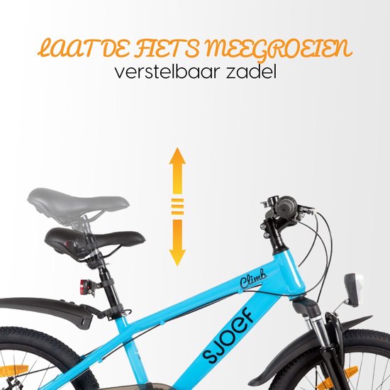 SJOEF Climb Jongensfiets / Mountainbike 20 inch - Kinderfiets 6, 7 & 8 Jaar - 6 Versnellingen - Schijfremmen - Verende voorvork - Spatborden - Kettingkast - LED verlichting - Blauw van SJOEF — afbeelding 3
