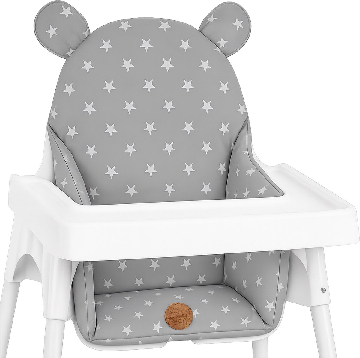 Kussen voor kinderstoel baby opvouwbaar zitverkleiner – zitkussen steun voor Ikea Antilop kinderstoel en babystoel – zitverkleiner waterafstotend wasbaar Grijs Met Sterren