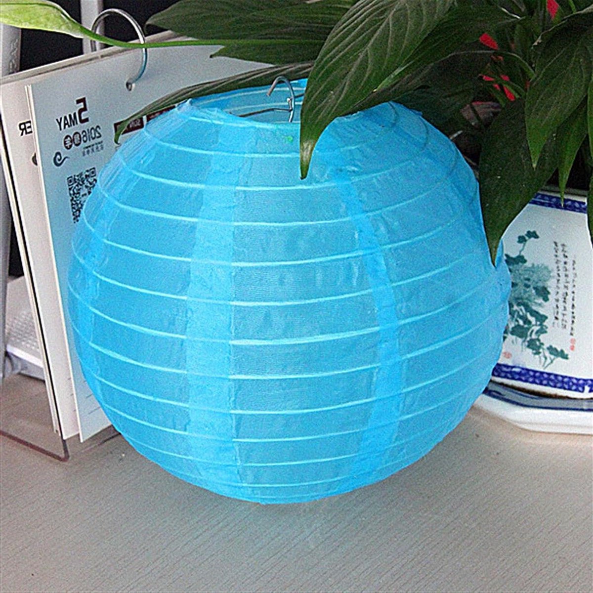 Nylon Lantaarn - Papieren Lampion - Buitenfeest Decoratie - Waterdicht Nylon Materiaal - 30 cm - Blauw