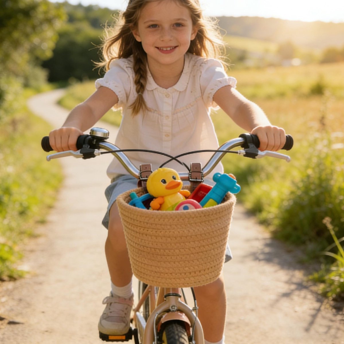 Fietsmand voor kinderen - afneembaar katoenen touw - micro-rollermand - ideaal voor fietsopslag - SnelShoppen