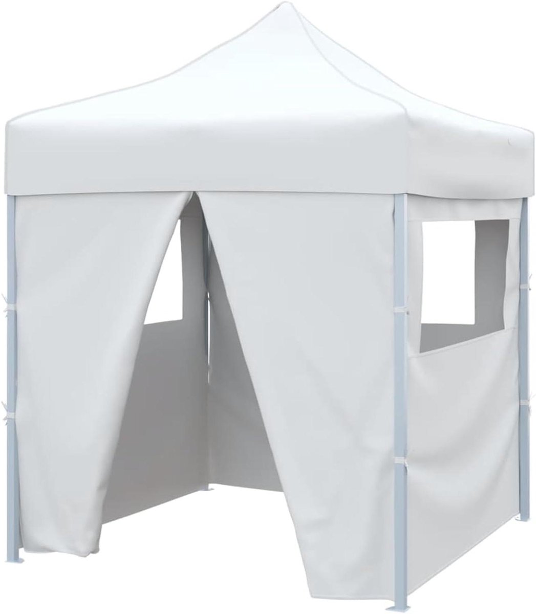 Partytent Opvouwbaar - Feesttent Paviljoen - Buitenfeest Organiseren - Waterdicht Uv-bescherming - 2 x 2 Meter - Wit
