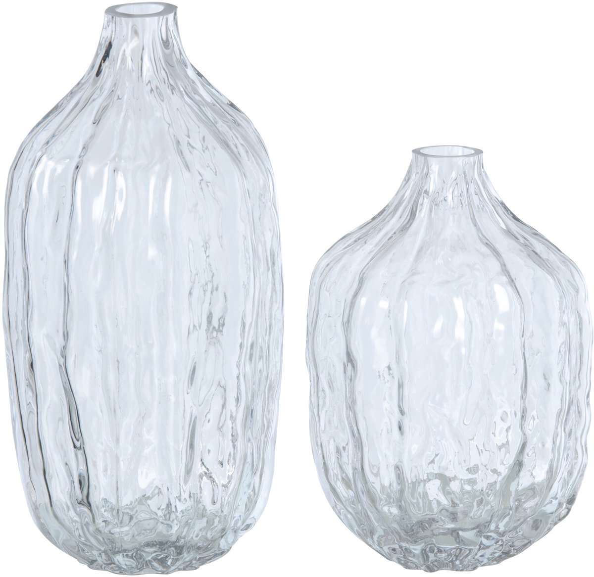 J-Line vaas Onregelmatig - glas - transparaant - set van 2 Transparant