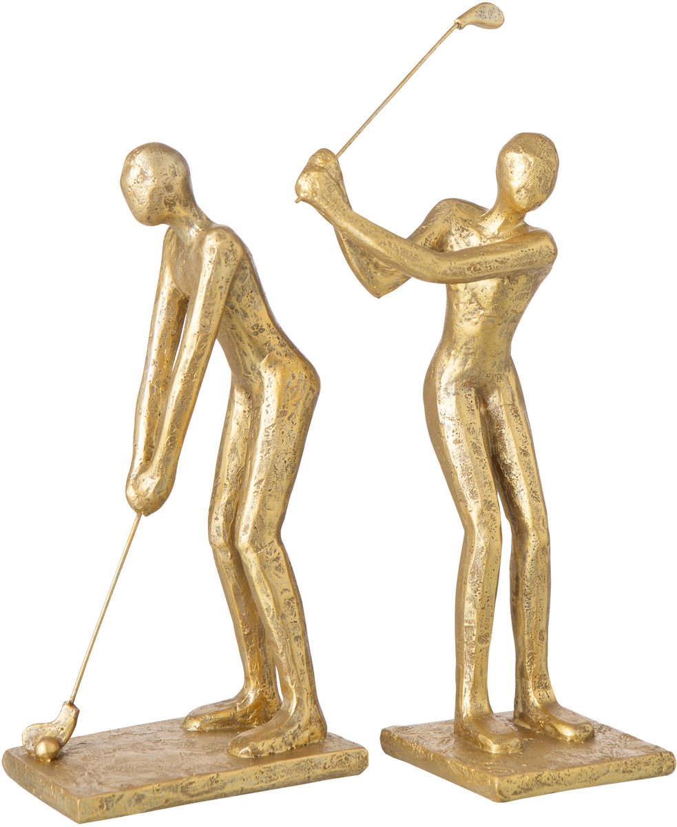 J-Line Golfer - polyresin - goud - assortiment van 2