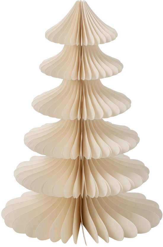 Arbre de Noël en papier de couleur crème avec des couches.