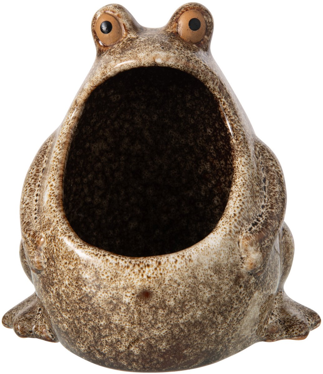 J-Line bloempot Kikker - steengoed - beige - small