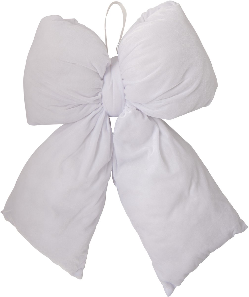 J-Line Hangende fluwelen strik - stof - wit - large
