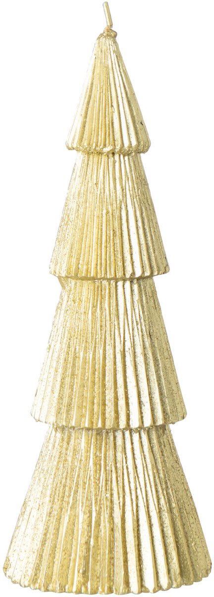 J-Line Dennenboomkaars - paraffine - goud - small - set van 2