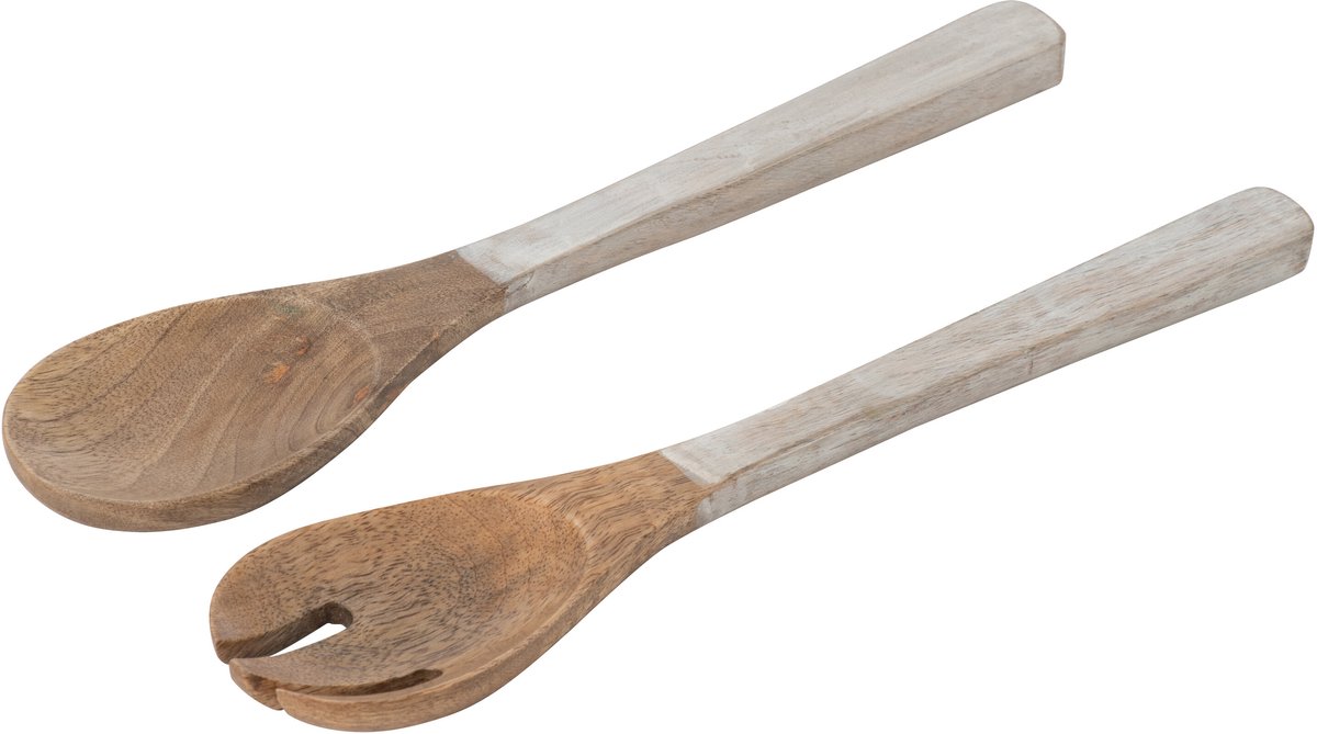 J-Line saladebestek - hout - wit