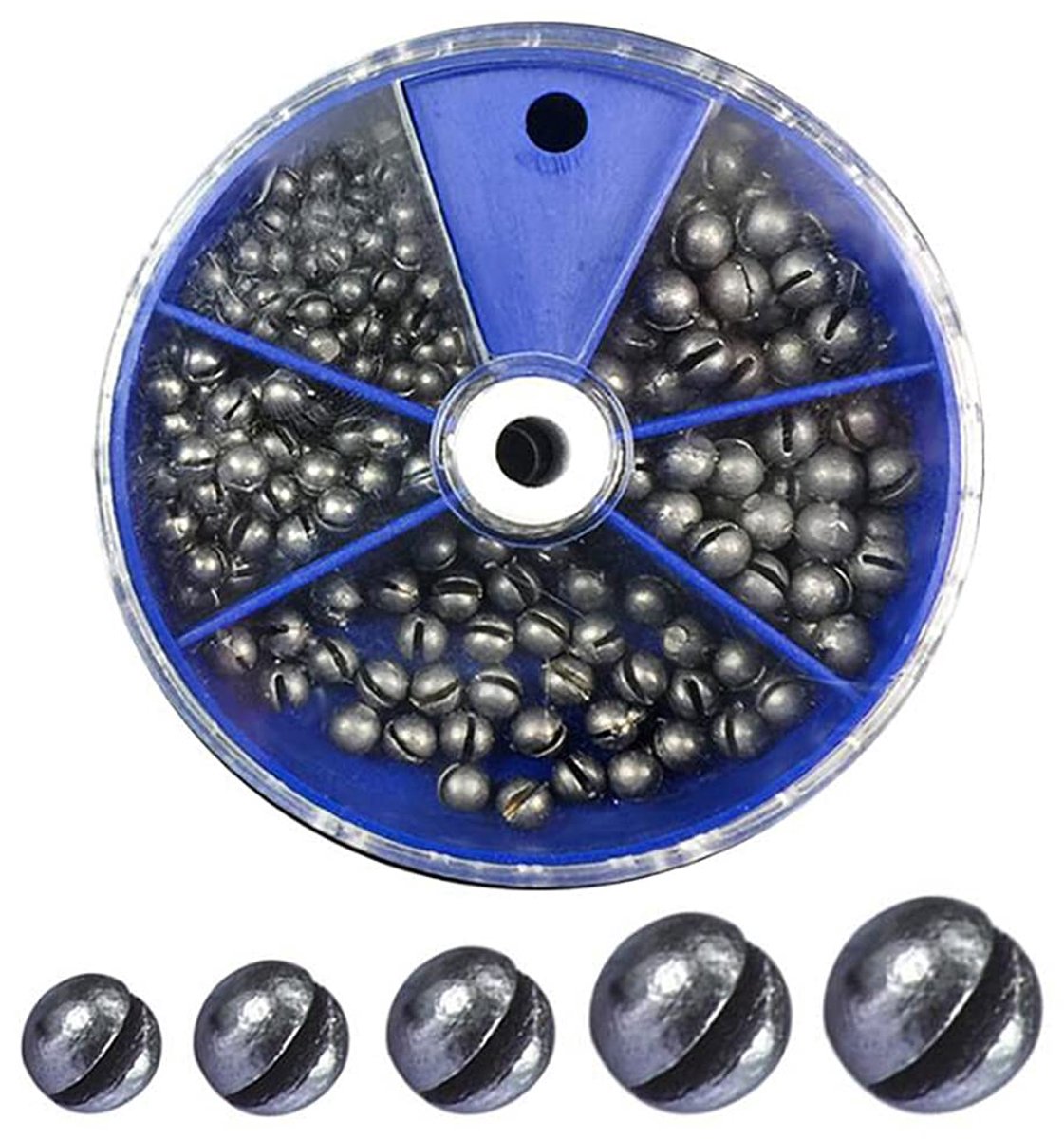 Set met 205 ronde vishaken (afneembaar, 5 maten), vislood voor het vissen met vlotgewicht (0,2 g/0,28 g/0,38 g/0,5 g/0,8 g)