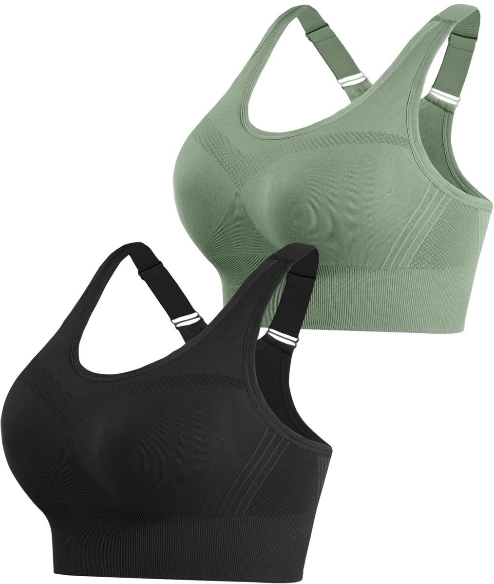Sportbeha voor dames, hoge werking, zonder beugel, met uitneembare pads, push-up-beha, voor yoga, hardlopen, fitness en training, maten S-XXL