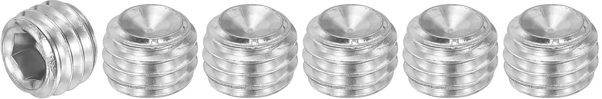 30 stuks madenschroeven M8 x 6 mm, 304 roestvrij staal, madenschroevenset voor deurklinkhouder, meubellampen, waterkraan, reparaties, zilveren binnenzeskant, schroefdraadpennen, schroevenset