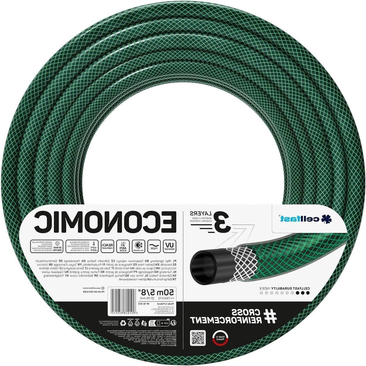 Tuinslang - Water slang - Water geven - 3-laags constructie - 50 meter - Transparant groen