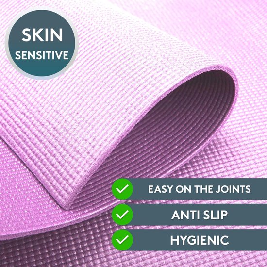 Yoga Mat Roze (180x60cm) inclusief Draagriem - Antislip 4 mm Dikte - Gymnastiekmat en Fitnessmat - Workout en Yoga - Thuisgebruik — afbeelding 3