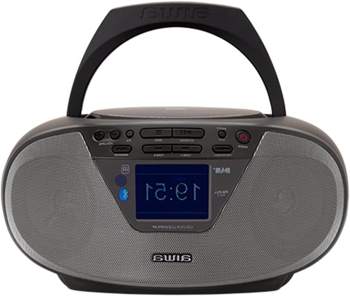 Draagbare CD-radio - Boombox Bluetooth - Muziek Luisteren - 2.4-inch Kleurendisplay - 6 Watt RMS - Zwart