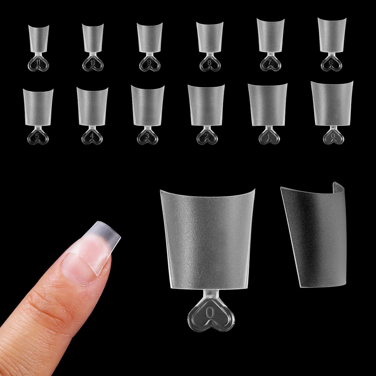 240 stuks korte Coffin nageltips, acryl, halve valse nageltips voor gelnagels met handvat, transparante nageltips, set in 15 maten, voor doe-het-zelf nagelstudio's