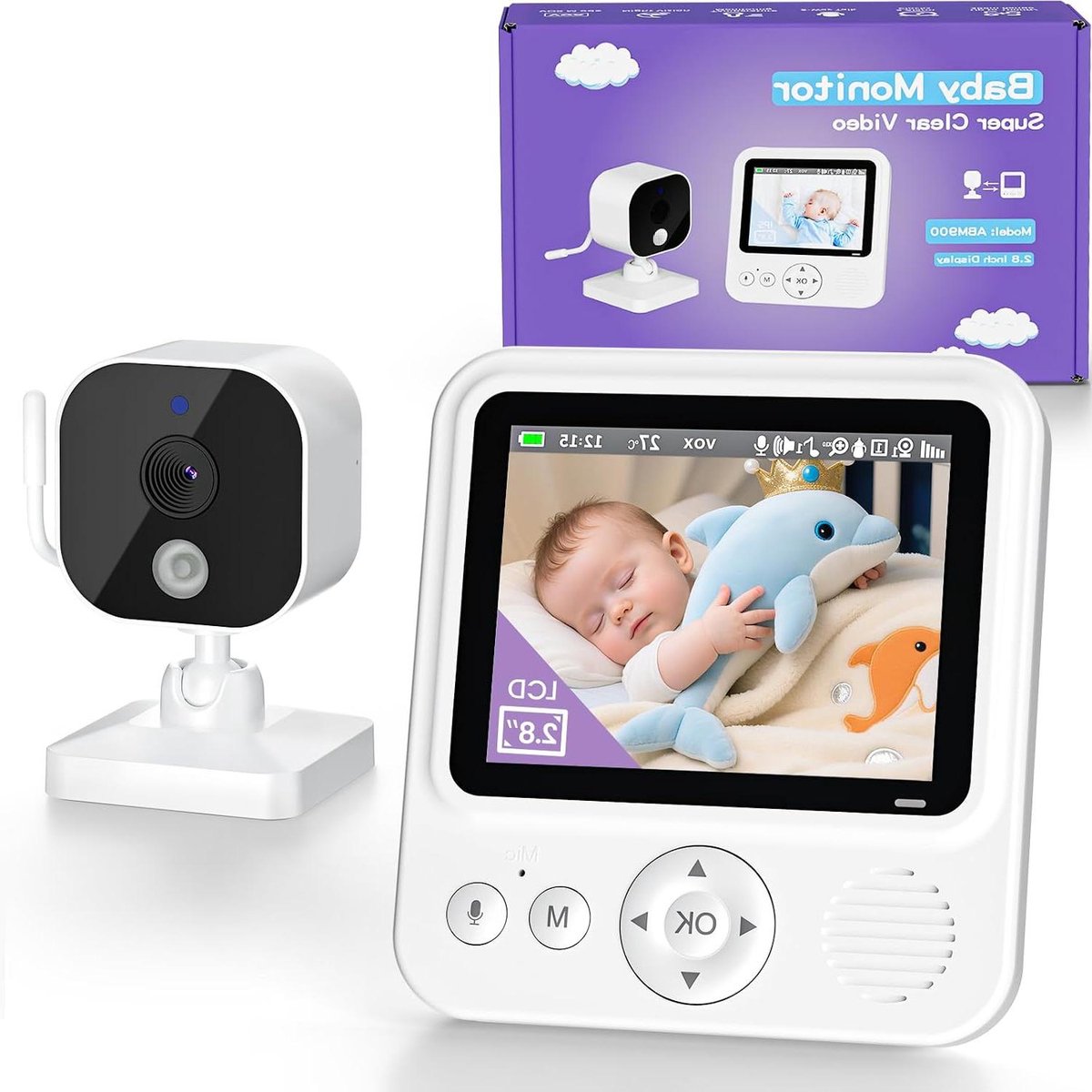 Babyfoon met Camera - Video Babyfoon - Baby Bewaken - Offline WiFi - 2.8 inch IPS - Wit