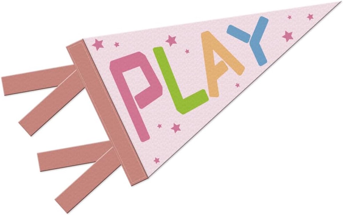 Wimpels banners, roze vilten wimpel vlag voor kleine baby kinderkamer slaapkamer speelkamer decor, 19,9 x 48 cm