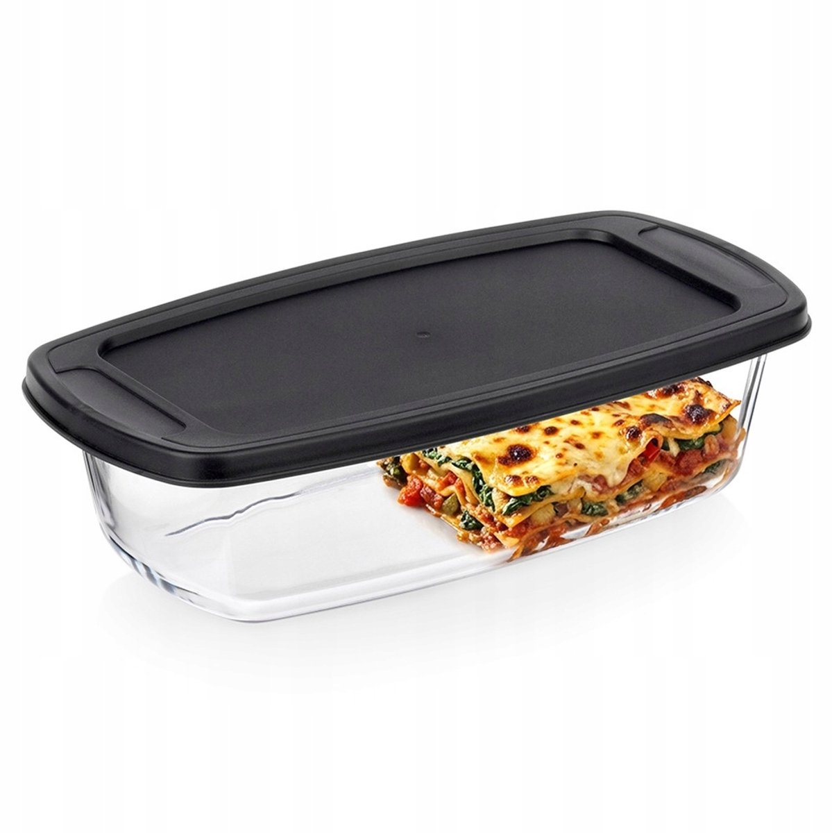 Ovenschaal 1.5L Borosilicaatglas met Zwart Deksel