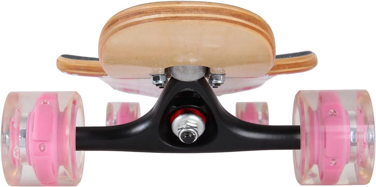 Flex2 tot 84kg - Camber Longboard (Flex2 tot 84kg, pink flower LED - esdoornhout)