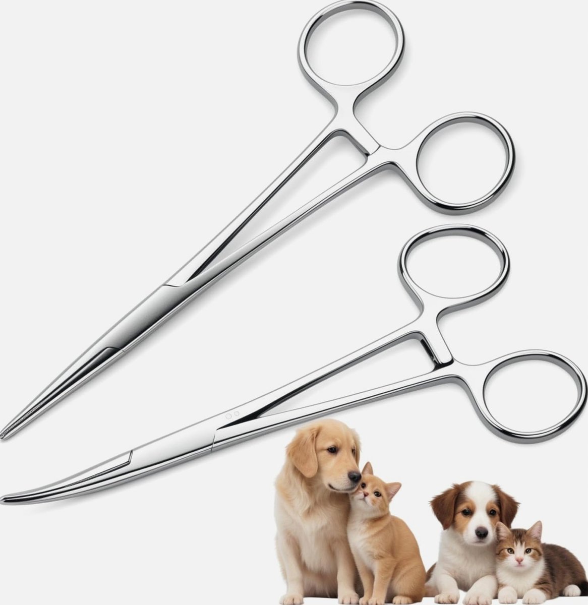 Roestvrijstalen pincet set - 12,5 cm, recht & gebogen