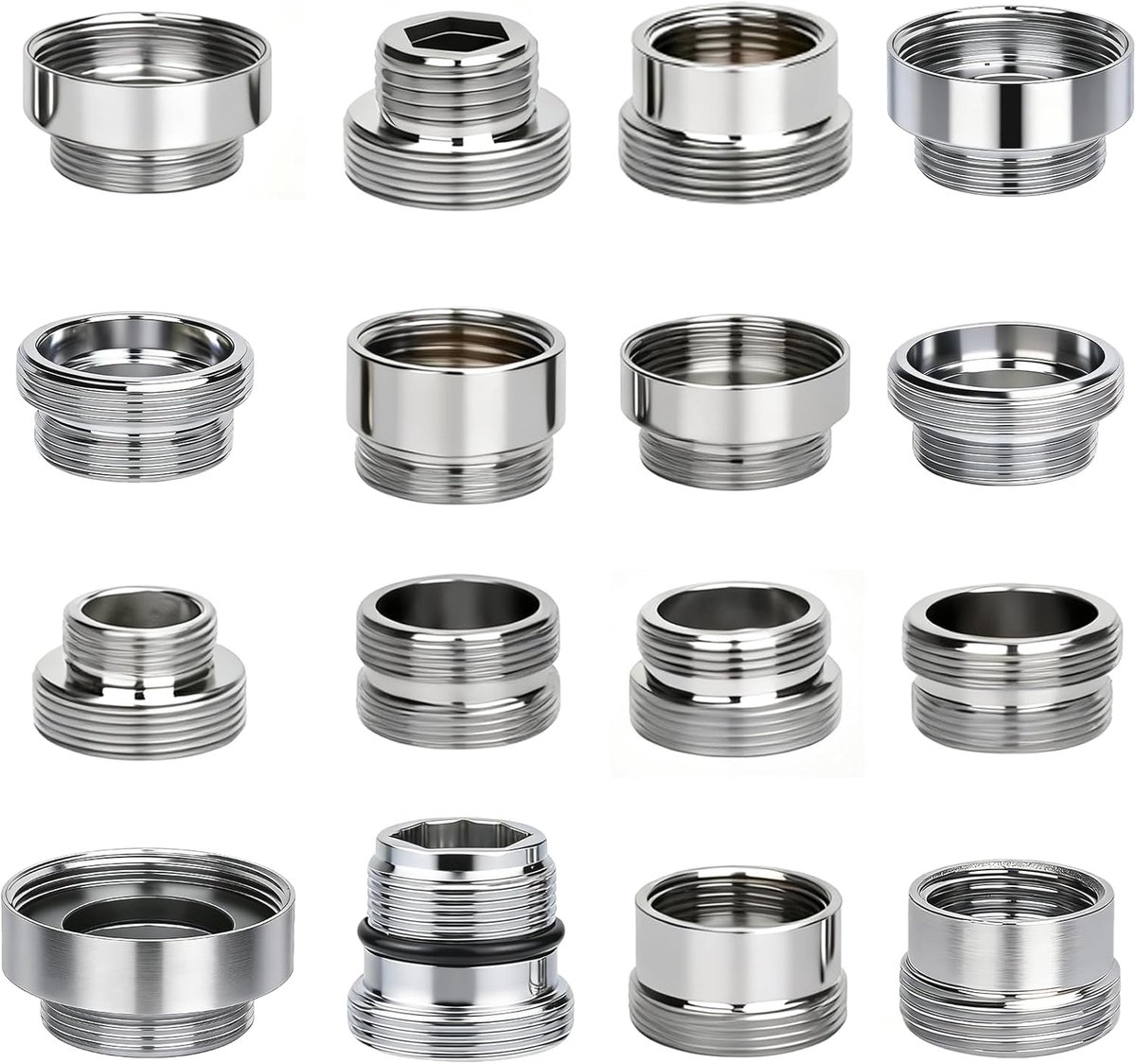 SnelShoppen - 16 stuks universele kraanadapter met schroefdraad, buitendraad dubbele nippel adapter voor keuken en tuinslang, waterkraan straalregelaa