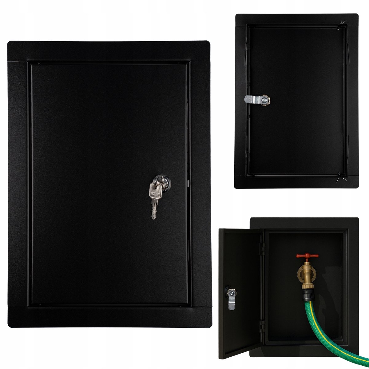 Zwart metalen toegangsdeur 50x60 cm met sleutel en slot