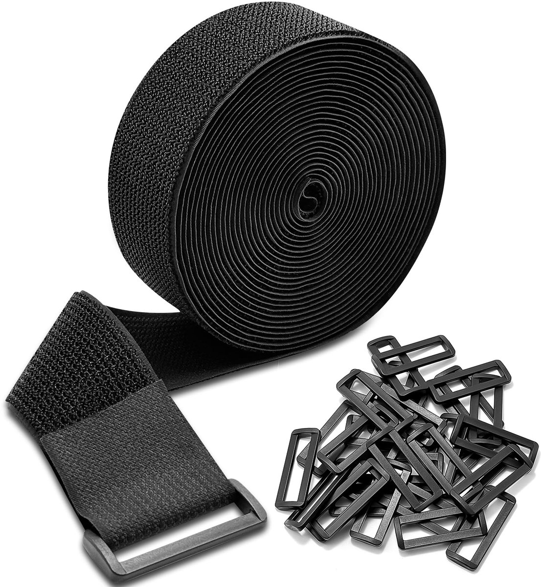 5 cm x 6 m zeer sterke kabelbinders met 30 gespen, verstelbare nylon kabelbinders, haken en lus, multifunctionele kabelbinders voor kantoor, thuis, tuin en meer