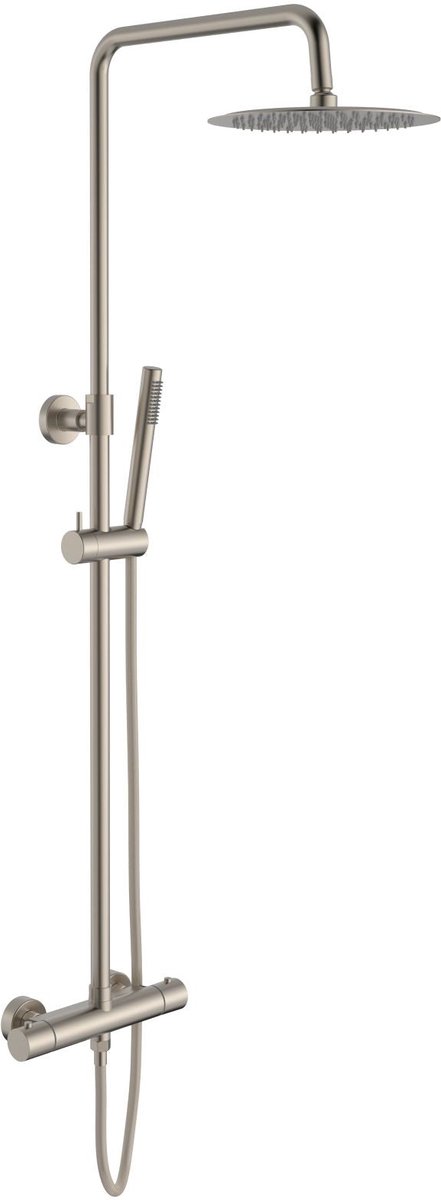 ALONI Optima Rondo regendoucheset – thermostatisch – Cool Touch – opbouw – Belgaqua – geborsteld RVS