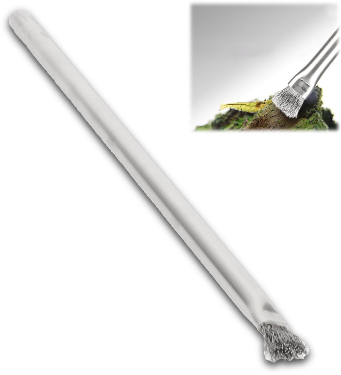 Aquarium Algenborstel van Roestvrij Staal, 23cm/9.1in, Ideaal voor Steen en Hout, Effectief Algen Verwijderen, Sterk en Duurzaam Reinigingsgereedschap