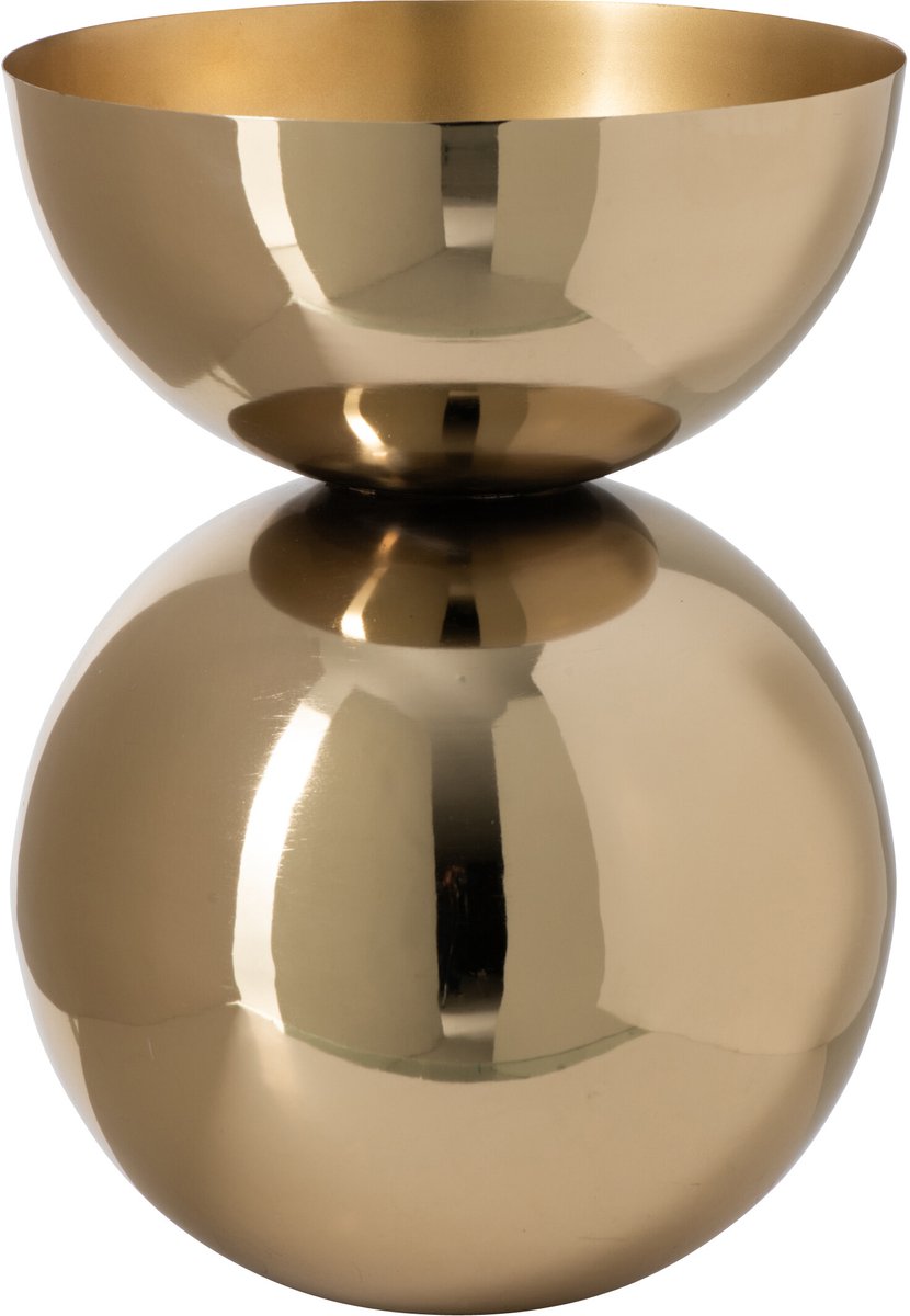 J-Line Ronde glanzende vaas - metaal - goud - large