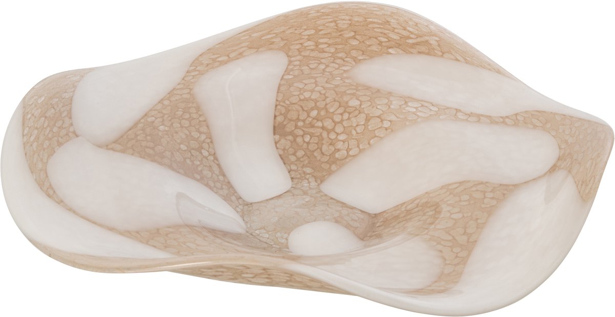 J-Line Decoratief dienblad met stippen - glas - lichtbeige/wit