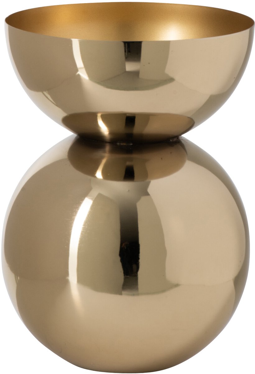 J-Line Ronde glanzende vaas - metaal - goud - small