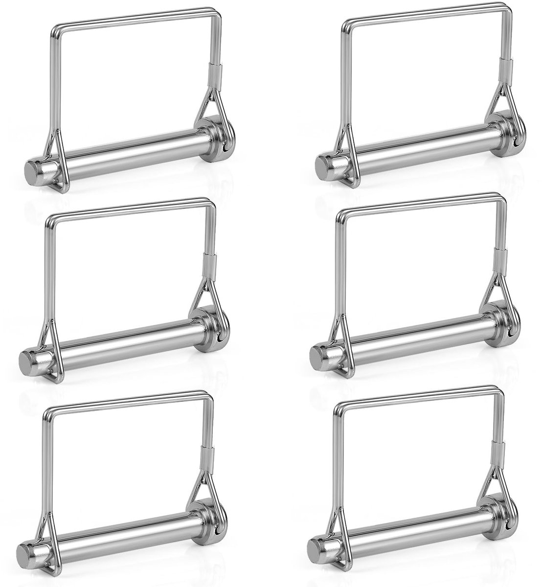 6 Stuks 6,3x80mm Aanhangwagenkoppelingspen, Zware Uitvoering Trekpen met Veiligheidskabelvergrendelingsclip voor Aanhangwagens Campers Boten Landbouw en Gazonapparatuur