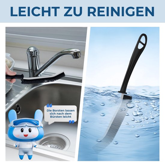 Voegenborstel badkamer & tegels - ergonomische reinigingsborstel met 15° smalle borstelkop voor hoeken, scheuren, toilet (6, zwart) — afbeelding 5