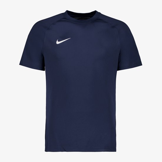 Donkerblauw Nike sportshirt, voorkant met wit logo.