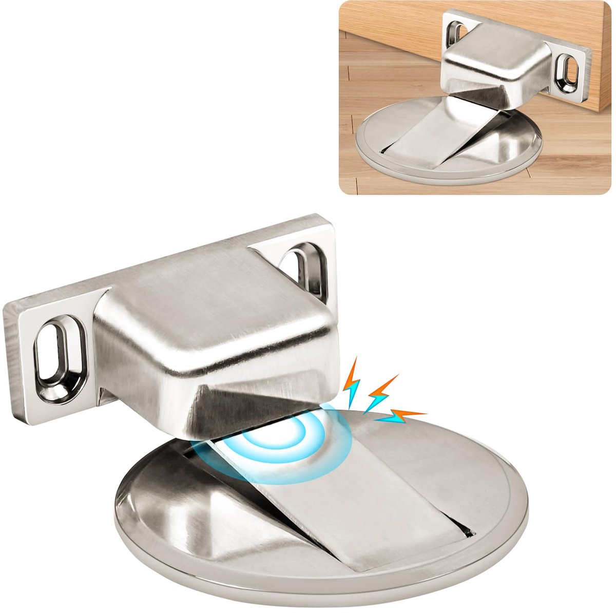 Magnetische Deurstoppers, Heavy Duty Deurvanger, Onzichtbare Vloermagneet Deurstop met Zelfklevende/Verborgen Schroeven Gemonteerd, Deurstoppers voor Thuis, Kantoor, Terras (Geborsteld