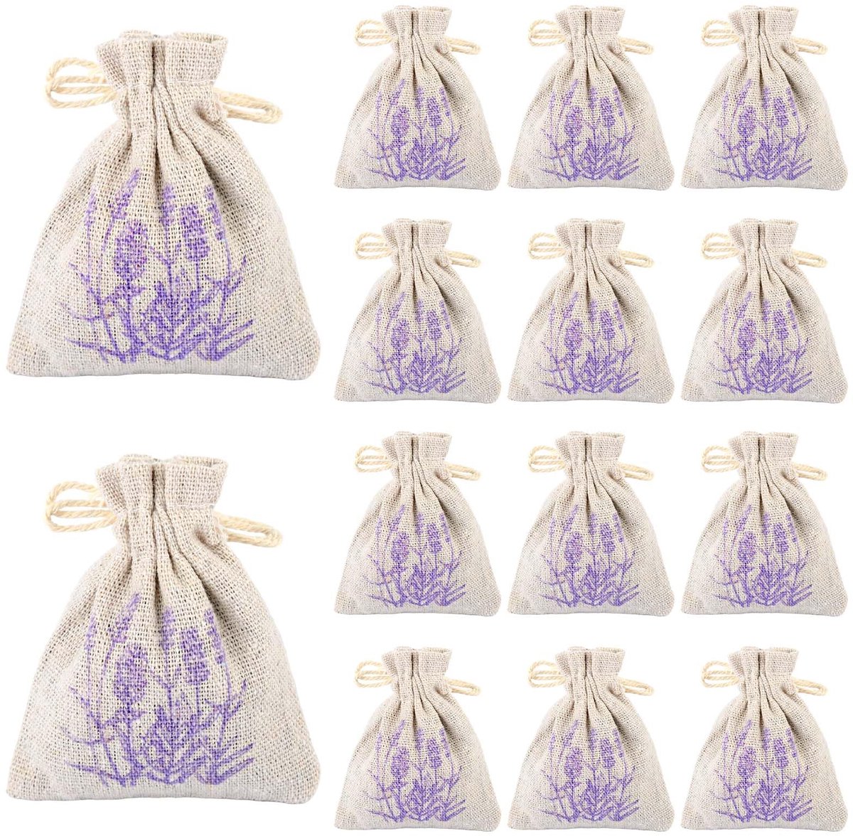 Geurzakjes voor kledingkast, met 140 g gedroogde lavendel, 8 x 10 cm, katoenen zak met trekkoord voor kast, lade, auto, koffer