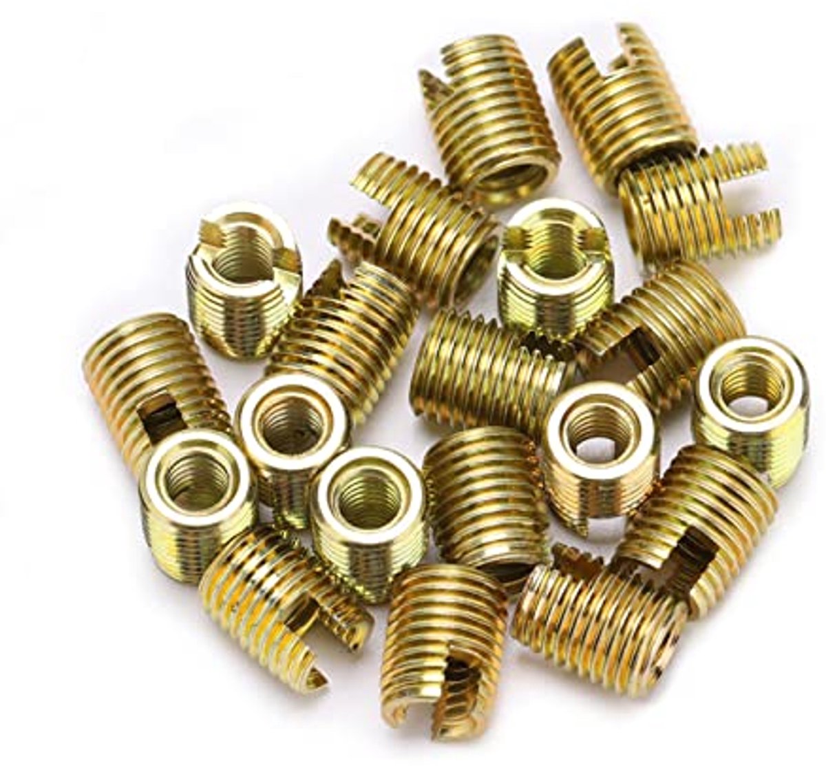 20 stuks zelftappende schroefdraadinzetstukken 302 Koolstofstalen schroefdraad reparatie huls reparatieset (M3 x 0,5 buiten M5 x 0,5)