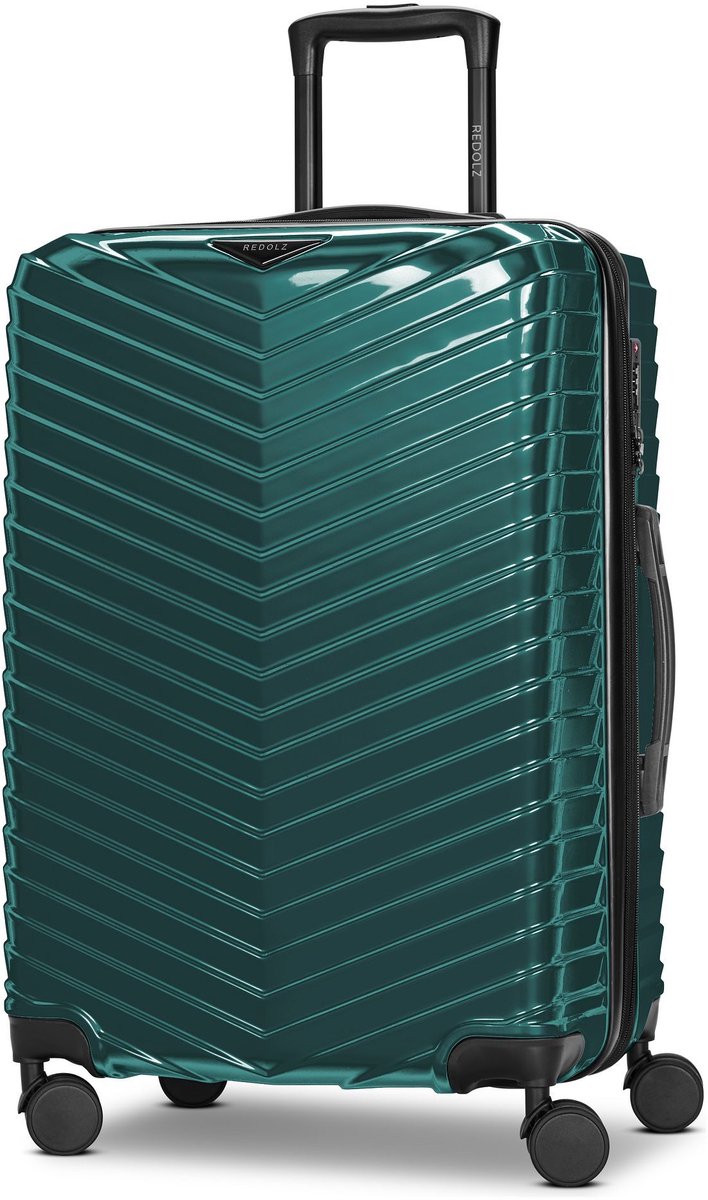Redolz Essentials 18 2.0 4 wielen Trolley M 66 cm met uitbreidingsplooi - Harde bagage - TSA slot - metallic-green shiny