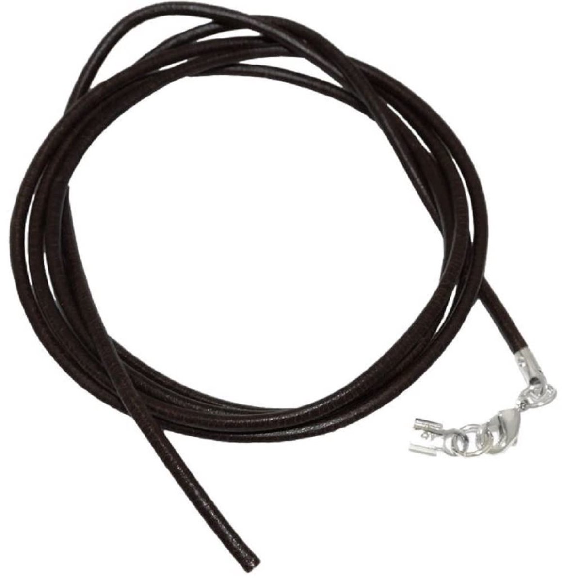 lederen band zwart lengte ketting 100 cm breedte 2,0 mm karabijnhaak. De lengte kan worden ingekort